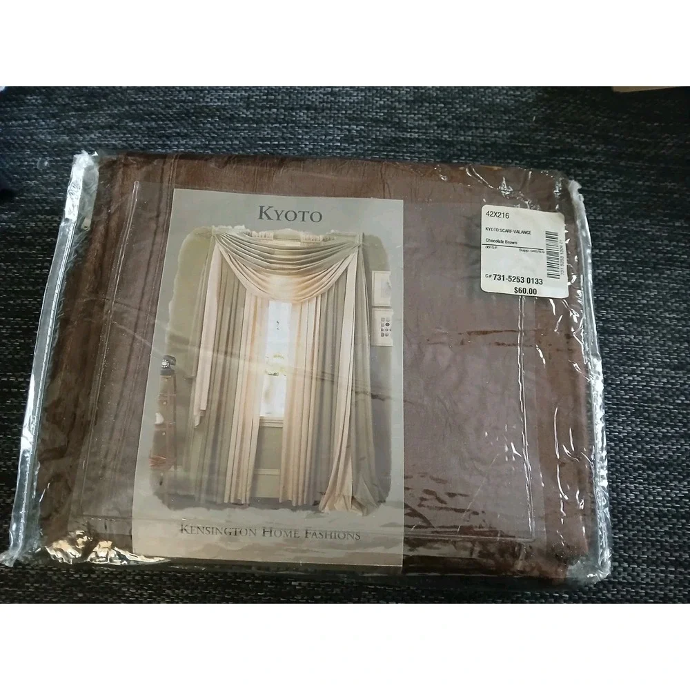 New Kyoto Scarf Valance Silk-Like Polyester Chocolate Brown 42x216